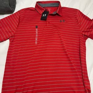 NWT Under Armour Golf Polo. Large red